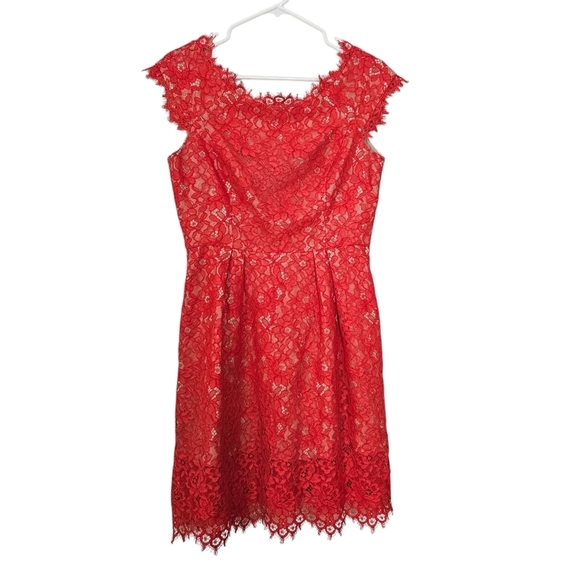 Shoshanna Floral Lace Dress Red Size 6 - Picture 2 of 9